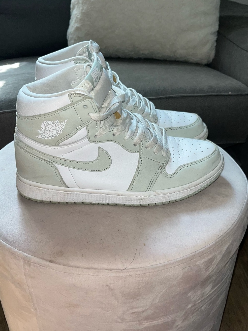 Jordan 1 Mid Women’s Sneakers in Sage Green and White